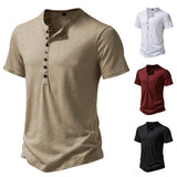AIDASE  -  Men's Henry casual fashion basic short sleeve fashion pullover T-shirt aidase-shop