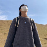 =Aidase Solid Color Basic Thick Line Sweater Male Ins Trend Net Red Multi Color Crewneck Sweater Autumn Winter Loose Pullover Sweater aidase-shop