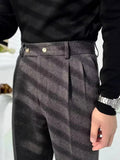 AIDASE  -  Naples Style Suit Trousers Mens Spring Casual Pleated Solid Color Slim Straight Pants For Men Stylish Button-up High Waist Pants aidase-shop