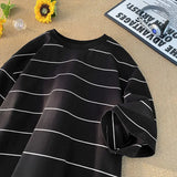 Aidase Men Oversized T Shirt Fashion Striped Contrast Color Short Sleeve Tshirts Casual Daily Clothes Harajuku Tshirt Streetwear aidase-shop