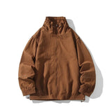 AIDASE  -  Men's Loose Casual Jacket Spring Autumn Fashion Solid Color Stand Collar Long Sleeve Couple Outwear Coat Man High Quality Jacket aidase-shop