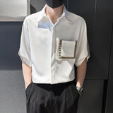 AIDASE  -  Short Sleeved Men's Shirt Unique Pocket Decoration Contrasting Color Man Top Summer Commuting Fashionable Male Clothing