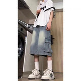 AIDASE  -  Washed and Used Work Clothes Denim Shorts Men's Retro Trendy Five-point Pants aidase-shop