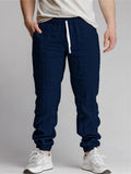 AIDASE  -  Sports Breathable Loose Drawstring Trousers For Men Spring Summer Daily Casual Solid Color Linen Pants Mens Leisure Linen Pants aidase-shop