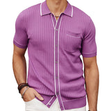 Aidase Men's Clothing Luxury Knitted Polo Shirt Casual Striped Button Down Solid Color Short Sleeve T-Shirt for Men Breathable M-3XL aidase-shop