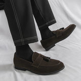 AIDASE  -  Brand Fashion Purple Dress Tassels Loafers Male Business Flats Office Casual Suede Leather Shoes Mens Comfortable Dress Shoes aidase-shop