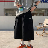 Aidase Oversized Loose Streetwear Women Cropped Pants Japanese Hip Hop Pockets Cargo Wide Leg Trousers Retro Casual Straight Pants