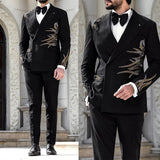 AIDASE  -  Black Handsome Business Men Suits With Beads Handmade 2-Pieces Jacket Pants Custom Made Designer Wedding Formal Occasion M-M2701 aidase-shop