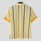 AIDASE  -  Men Striped Shirt Lapel Short Sleeve Summer Streetwear Men Clothing Loose 2025 Fashion Casual Male Shirts Tops S-5XL aidase-shop