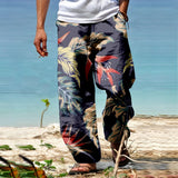 AIDASE  -  Men'S Loose Jogging Sports Pants Male Summer Breathable Linen Like Trousers All Print Printed Tether Wide Leg Pants 남자 여름바지 aidase-shop