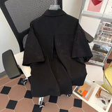 AIDASE  -  Men's Black Long Sleeved Shirts Unique Printed Lapel Tops Featuring A Single Breasted Design Male Clothing aidase-shop