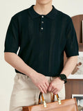 AIDASE  -  Summer Casual Buttoned Polo Neck Knit Top Men Vintage Crochet Knitted Polo Shirt Stylish Mens Short Sleeve Slim Polo Shirts aidase-shop