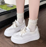 AIDASE  -  Spring New Women's Platform Wedge Sneakers Thick Sole Height Increasing Casual Fashion Versatile Lace up Board Shoes aidase-shop