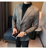 Aidase Autumn Winter Suede Blazers Men Double-breasted Buttons Casual Business Suit Jacket Streetwear Social Blazer Masculino aidase-shop