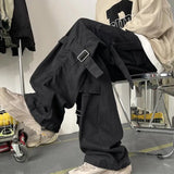 Aidase Spring Autumn Men's Clothing Solid Color Elastic High Waisted Pockets Casual Loose Fashion Trousers Cargo Preppy Style Pants
