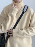 AIDASE  -  Men's High Ne Knitted Sweater Pure Color Loose Fit Winter Warm Trendy Hong Kong Sle Underwear Casual Long Sve Top aidase-shop