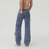 AIDASE  -  Four Seasons European American Fashion Men Black Grey Blue Solid Color Straight Simple Basic Casual Denim Trousers Male Jeans aidase-shop