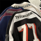 AIDASE  -  American Retro Motorcycle Long Sleeved Shirt Men Women Autumn Street Cool Patchwork Sports Basketball Ice Hockey Suit Sweatshirt aidase-shop