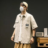 24.79Aidase Summer Men Short Sleeve Shirts Japanese Casual Lapel Blouses High Street Multi-pocket Oversized shirt Fashion camisas de hombre aidase-shop