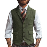 Aidase Men Vest Brown Herringbone Business Waistcoat Jacket Casual Slim For Wedding Groom Banquet Gilet Vest aidase-shop