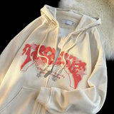 AIDASE  -  American Style Zipper Hoodie Couple Autumn Winter Jacket High Street Versatile New Trendy Brand Retro Street Loose Hoodie aidase-shop