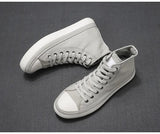 AIDASE  -  New Retro Unisex Canvas Shoes High Top Lace Up Women Men Middle Cut Sneakers Fresh Solid Colors Students Casual Shoes aidase-shop
