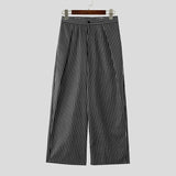 AIDASE  -  Men Striped Pants Button Joggers Loose Casual Wide Leg Trousers Men Streetwear Fashion Leisure Long Pants S-5XL aidase-shop