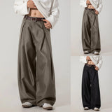 AIDASE  -  Old Fashion A Line Trousers With A Draped Textured Finish; Men's Casual Straight Leg Trousers. Foam aidase-shop