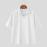 AIDASE  -  Men Shirt Solid Color Lapel Short Sleeve Summer Loose Men Clothing Streetwear 2025 Korean Style Fashion Male Shirts Tops aidase-shop