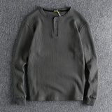 AIDASE  -  American Fashion Autumn Winter Men's Solid Color Simple Basic Casual Trendy Loose O-neck Long Sleeve T-shirts Male Top Clothes aidase-shop