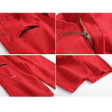 AIDASE  -  New Red Men's Jeans Shorts Pleats and Holes Decorated Shorts Men Blue White Black Blue Red Denim Shorts，Asian Size aidase-shop
