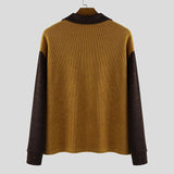 AIDASE  -  Men Pullovers Patchwork Lapel Long Sleeve Knitted Spring Autumn Casual Male Sweater Zipper Streetwear Men Clothing S-5XL aidase-shop