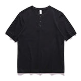 AIDASE  -  Three Needle American Retro Heavy T-shirt Men's Amikaji Pure Cotton Tube Weaving T-shirt Henry Collar Unisex Short Sleeved Shirt aidase-shop