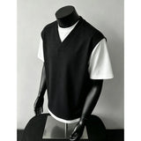 AIDASE  -  Casual American Retro Style Mock Two-Piece Short Sleeve T-Shirt for Men Summer Youth Leisure Sports Top Trendy Cleanfit Shirt aidase-shop