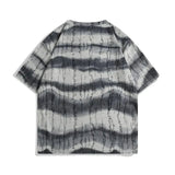 AIDASE  -  Men's Summer Abstract Wave Print T-shirt Casual Loose Short Sleeve V-neck Tee Streetwear Top aidase-shop