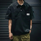 Aidase Korea American Casual Men's T-shirt Summer Tooling Style Short Sleeve New Pocket Shirt Collar Men's Clothing Loose Plus Size Top aidase-shop