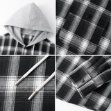 Aidase Street Vintage Plaid Shirt Jacket Trendy Color Clash Hoodie Loose Fit Jackets Men Women Streetwear Outerwear