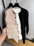 AIDASE  -  Color Block Knit Cardigan Men Loose Casual Asymmetric Button Sweater Daily Versatile Streetwear aidase-shop