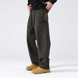 AIDASE  -  Spring Autumn American New Fashion Men's Solid Color Loose Casual Trendy Daily Basic Straight Outdoor Cargo Trousers Male Pants aidase-shop