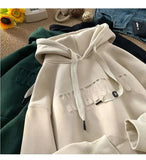 AIDASE  -  American heavyweight hoodie men's autumn and winter youth plus plush thick top letter steel print hooded jacket aidase-shop