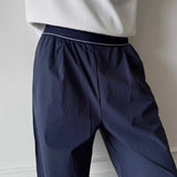 AIDASE  -  Trendy Men Casual Pants Fashionable Simple Solid Color Elastic Waist Straitght-led Male Trousers 2025 New Fashion 21E7641 aidase-shop