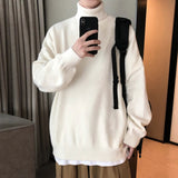 AIDASE  -  Men Oversized Turtleneck Sweaters Winter Korean Fashions Pullover Harajuku Black Knitwear aidase-shop