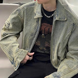 AIDASE  -  Men's Jeans Jacket Autumn Vintage Washed Casual Denim Jackets Versatile Fashion Korea Style Trendy High Street Outerwear Coat aidase-shop