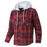 AIDASE  -  Vintage Plaid Printing Hooded Jacket Mens Coat Spring Autumn Fashion Drawstring Buttoned Cardigan Tops Men Casual Shirt Jackets aidase-shop