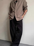 AIDASE  -  Breathable Ice Silk Ribbed Trousers Mens Summer New Casual Straight Pants Men Stylish Striped Textured Pants Old Money Aesthetic aidase-shop