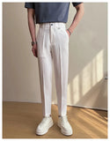 AIDASE  -  Summer Men's Straight Slim Fit Korean-style Tapered Solid Color Dress Pants Casual Trousers  28-38 aidase-shop