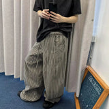 AIDASE  -  Loose Vertical Striped Casual Pants Men Women Straight Leg Floor-Length Retro Lazy Style Versatile Fashion Brand Spring Autumn aidase-shop
