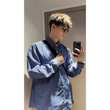 AIDASE  -  Blue Plaid Long Sve irt for Men Spring Autumn Youth Sle Cleanfit Outerwear Casual Faionable Teenage Boy's irt aidase-shop