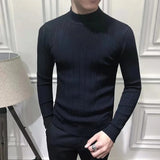 Korean Fashion Autumn Men Casual Vintage Style Sweater Wool Turtleneck Oversize  Winter Men Warm Cotton Pullovers Sweaters aidase-shop