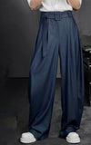 AIDASE  -  Summer New Draping Cool Wide Leg Pants for Men's Trendy Loose  Versatile Curved Knife Casual Pants Belt Design Thin Trousers aidase-shop